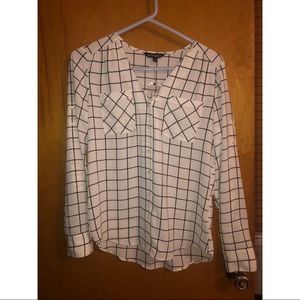 EXPRESS checkered button down blouse